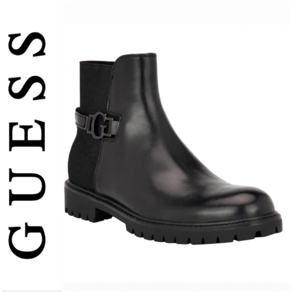 ❤️GUESS Men’s Black Leather Chukka Boots with Branded Hardware NWOT